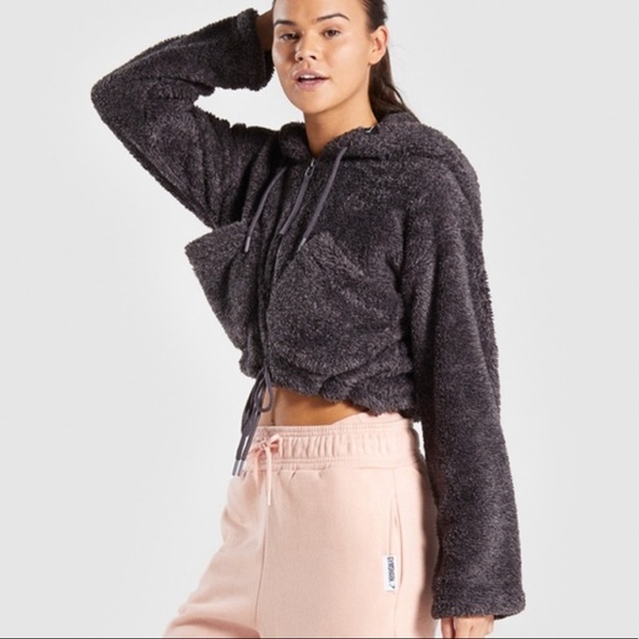 gymshark fluffy soft zip up cropped 